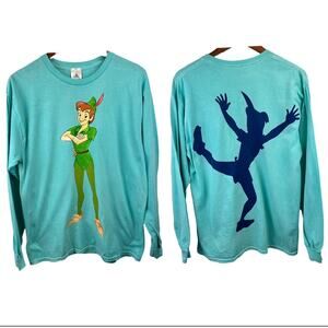 NWOT Adult Med Disney Parks Peter Pan Shadow Double Graphic Long Sleeve Shirt